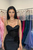 Black Satin Mermaid Long Party HZ0307
