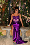 Strapless Black Sheer Appliques Fitted Long Evening HZ0307