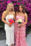 Strapless Floral A-line Ruffle HZ0307