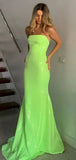 Bright Green Strapless Mermaid Sequin Prom Evening HZ0307