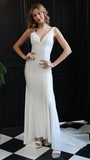 Charming V-Neck Mermaid Prom Dresses Pearl Beaded Evening Party HZ0307