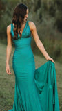 Charming V-Neck Mermaid Prom Dresses Pearl Beaded Evening Party HZ0307