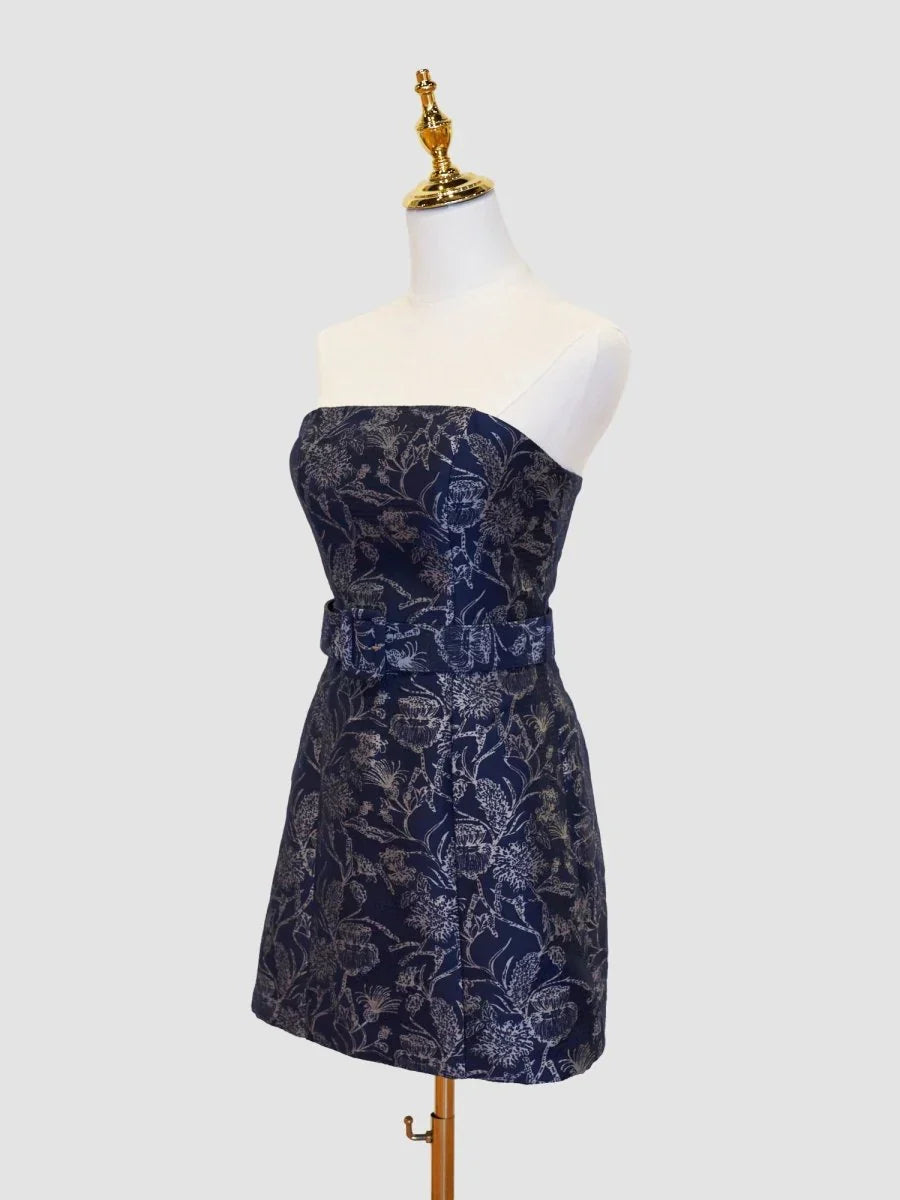 Strapless Floral Sheath Homecoming Dress Short Prom Party HZ0307