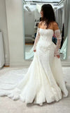Classic White Lace Sheath Wedding Dresses With Lace HZ0307
