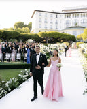 Elegant A Line V Neckline Bridesmaid Dress,Floor-length Satin Long Pink Evening Dress Prom Dresses , HZ0307