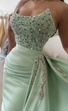 Elegant Beaded Mermaid Long Prom Dresses Strapless Evening HZ0307