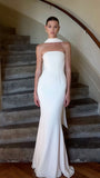 Elegant White Mermaid Prom Dress, Simple Chiffon Wedding HZ0307