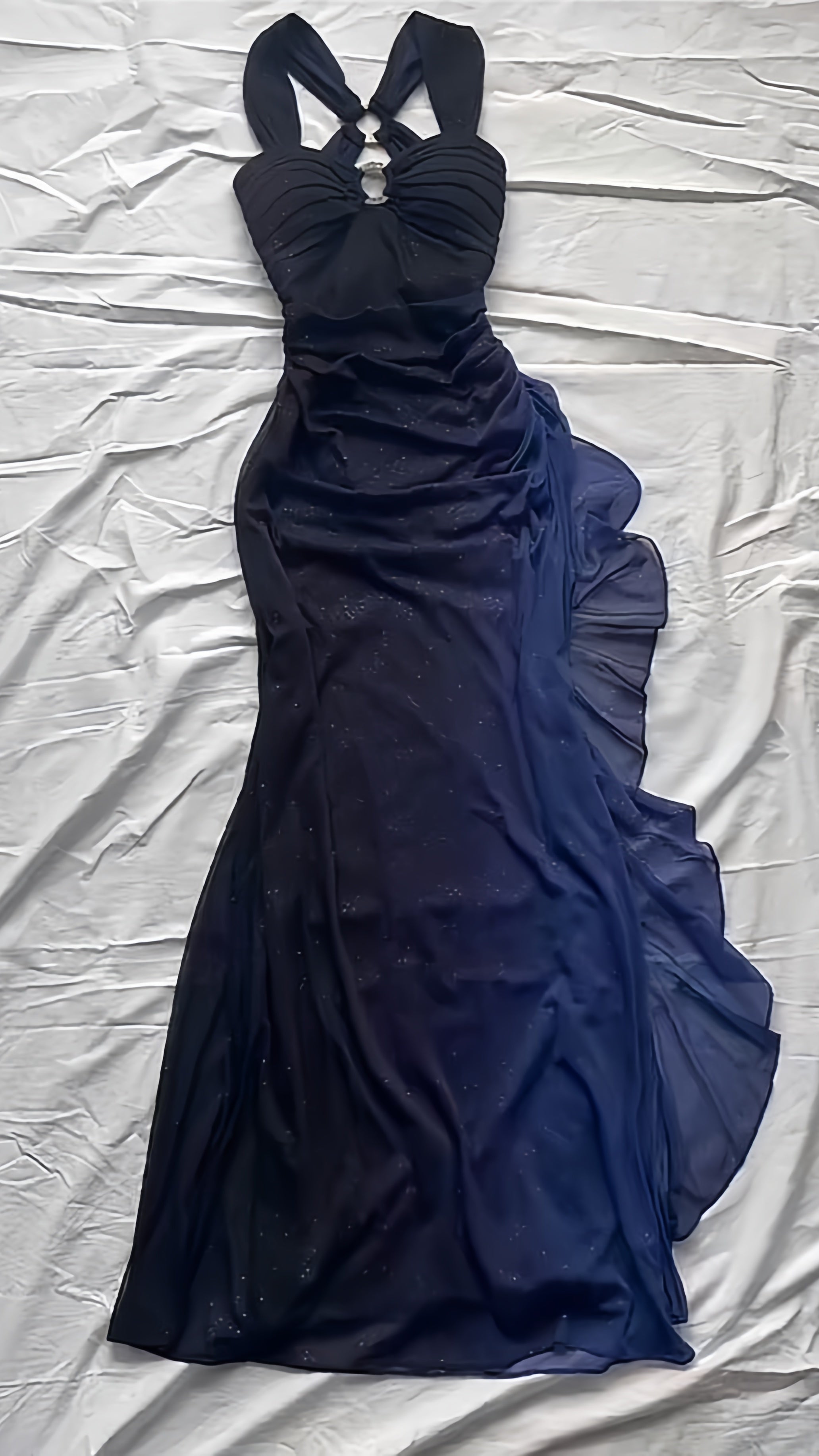Elegant Blue Chiffon Prom Dress Sleeveless Formal Gown, HZ0307