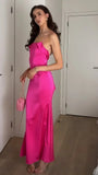 Fuchsia Ruffle Prom Dresses, Sexy Backless Mermaid Party Dress HZ0307