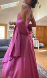 Fuchsia Spaghetti Straps Prom Dress, Beaded Sheath Evening Party HZ0307