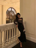 Gorgeous Mermaid Black Lace Date Night Dress Long Prom Dresses Birthday Outfits, HZ0307
