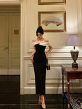 Gorgeous Mermaid Off The Shoulder Black Date Night Dress Prom Dresses Birthday Outfits, HZ0307