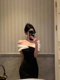 Gorgeous Mermaid Off The Shoulder Black Date Night Dress Prom Dresses Birthday Outfits, HZ0307