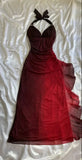 Special Gradient Color Burgundy Prom Dress, Tie Halter Date/Birthday Party HZ0307