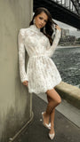 High Neck White Lace Bridal Dresses, Long Sleeves Wedding Gown, HZ0307