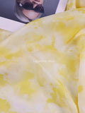 Vintage Pastel Yellow Floral Ruffle Tiered A-Line Long Party Dress Prom HZ0307