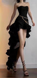 Modern Black Hi- Lo Party Dresses Sweetheart Gala Prom Dress Short Girls HZ0307