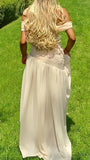Off The Shoulder Chiffon Evening Party Dress, Appliques Prom Dress, HZ0307