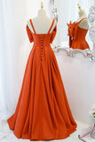 Orange Bow Knot Long Formal HZ0307