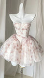 Princess Sweetheart Floral Print Ball Gown Organza Hoco Party HZ0307