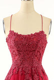 Princess Wine Red A-line Appliques Long Prom HZ0307