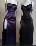 Sexy Bodycon Purple Evening Prom Dresses Slit Party HZ0307
