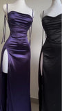 Sexy Bodycon Purple Evening Prom Dresses Slit Party HZ0307