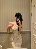 Sexy Sheath Straps Floral Satin Prom Dresses Birthday Outfits Evening Gown, HZ0307