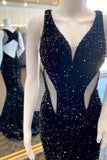 Sexy Black Sequin Mermaid Long Formal HZ0307