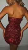 Sparkle Burgundy Sequin Homecoming Dresses, Strapless Mini Party HZ0307