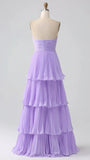 Strapless Chiffon Ruffle Prom Dress, Sleeveless Long Evening Party Gown, HZ0307