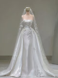 Strapless White Floral Wedding Gown Bridal Dresses, HZ0307
