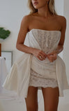 Strapless White Lace Wedding Dresses Mini Bridal Gown, HZ0307