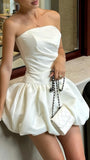 Strapless White Mini Homecoming Dresses Short Wedding HZ0307