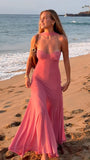 Sweet Pink Sheath Long Evening Prom HZ0307