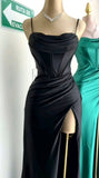 Sweetheart Long Prom Dress, Spaghetti Straps Evening Dress With Split HZ0307