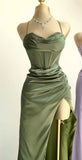 Sweetheart Long Prom Dress, Spaghetti Straps Evening Dress With Split HZ0307