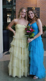 Sweetheart Ruffle Tulle Prom Dresses, Light Yellow Evening HZ0307