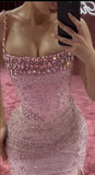Two Pieces Pink Beaded Bodycon Party HZ0307