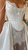 Vintage Lace Satin Wedding Dresses, HZ0307