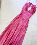 Vintage Mermaid Applique Sheath V-neck Senior Prom Dress Long Party Dress, HZ0307