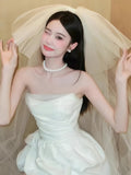 White Short Wedding Dresses Satin Bridal HZ0307