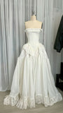 White Strapless A-Line Wedding Dresses, HZ0307