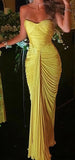 Yellow Prom Dress, Sweetheart Party Dress, Pleated Formal Gown HZ0307