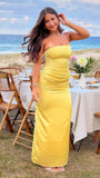 Yellow Strapless Bodycon Prom Evening HZ0307