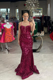 Straps Purple Sequin Long Party HZ0307
