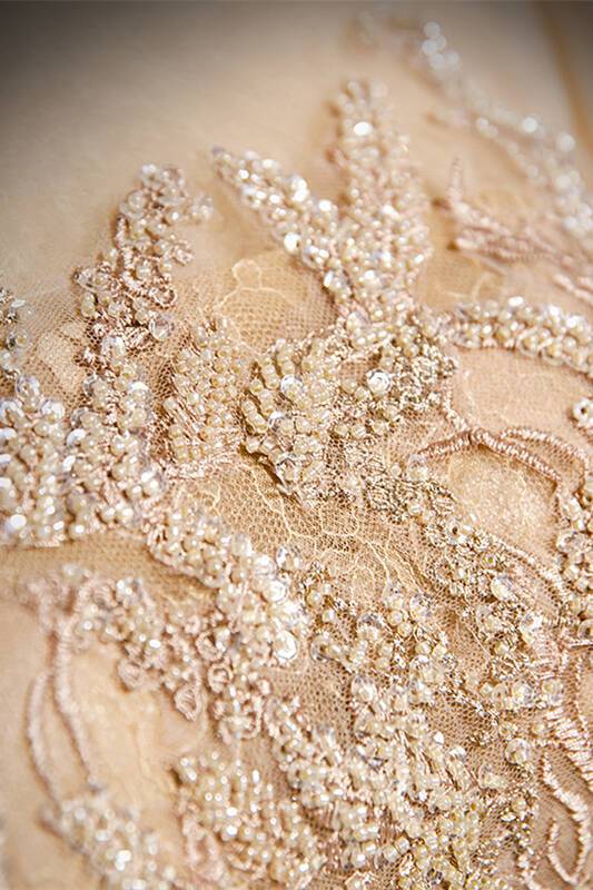 Short Sleeves Champagne Long Party Dress with High HZ0307