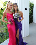 LTP0813,Style B Purple sequin long prom dresses side slit mermaid evening HZ0307